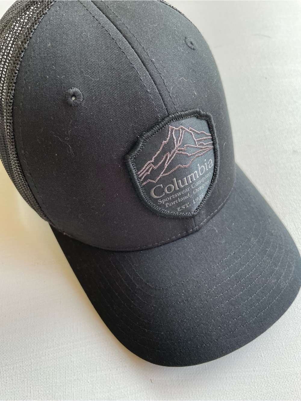 Columbia Black Mesh-Back Baseball Cap with Mountain Patch
